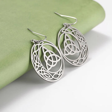 DAIIIBABYYY  -  Triangle Celtic Knot Crescent Edge Stainless Steel Earrings for Women's Fashion and Elegant Talisman Jewelry Gifts